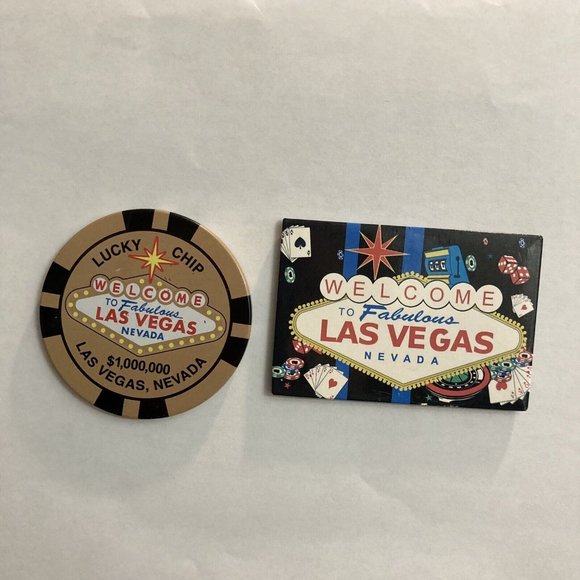 Welcome to Las Vegas Nevada Entrance Sign Poker Chip Souvenir Fridge Magnets - Picture 1 of 7
